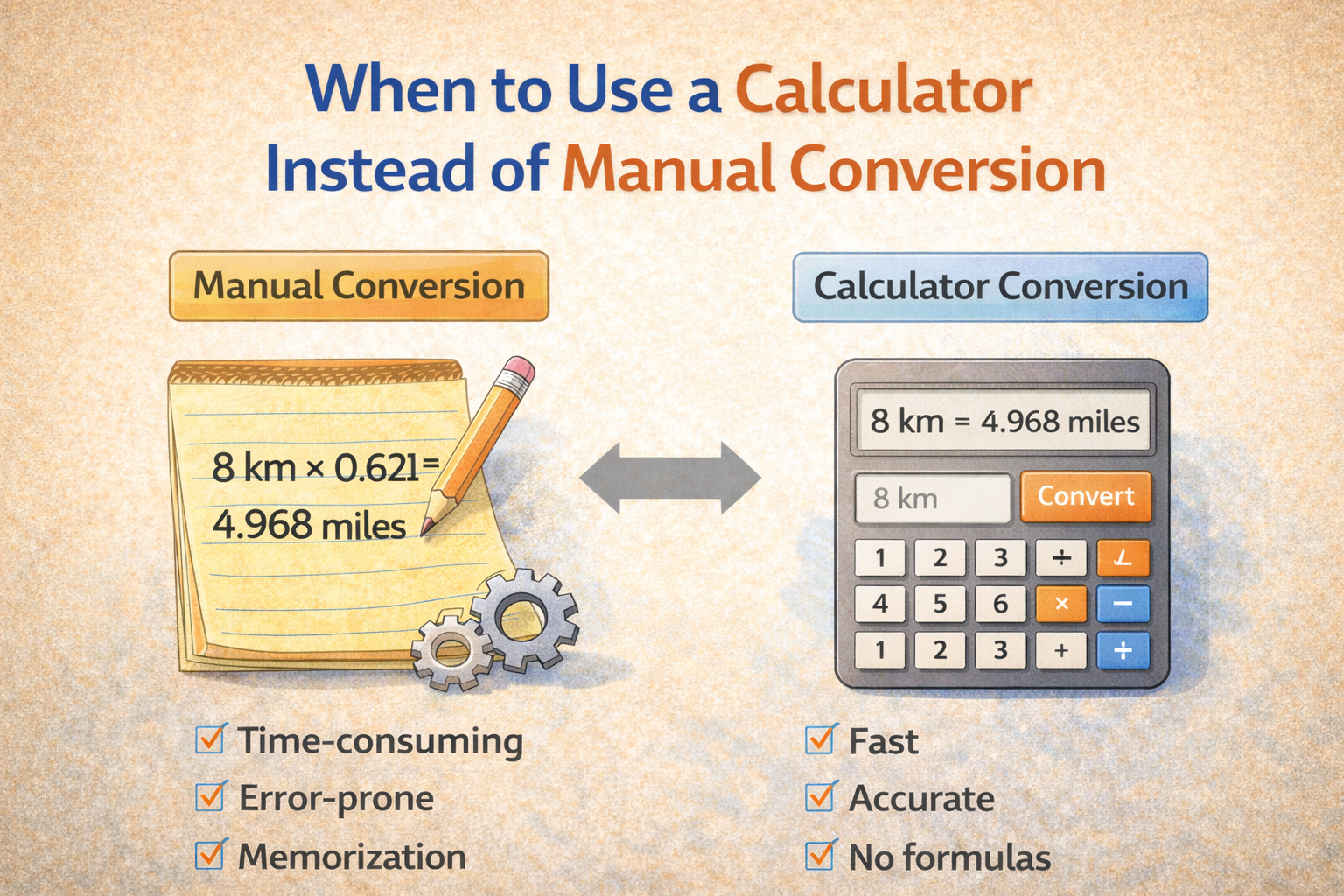when to use a calculator instead of manual conversion explained