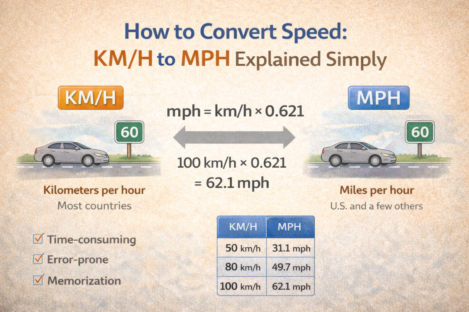 how to convert speed from km h to mph explained simply
