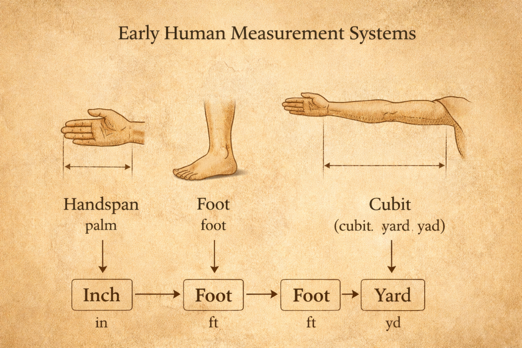 early human measurement systems based on body parts